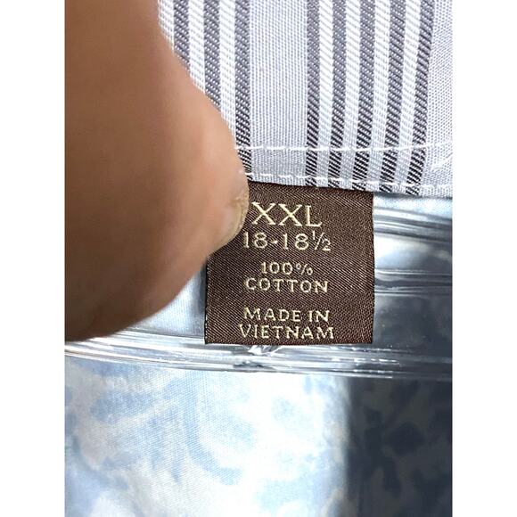 Tasso Elba Button Down Flip Cuff Shirt Gray Blue Green Plaid Mens XXL 18-18.5 - Picture 3 of 6